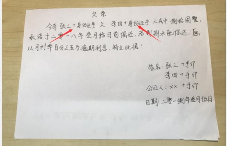 欠条应该怎样写