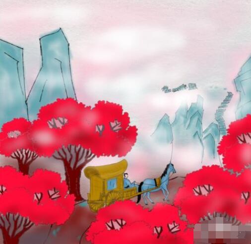 山行古诗配画简笔画怎么画