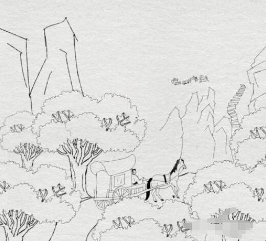 山行古诗配画简笔画怎么画