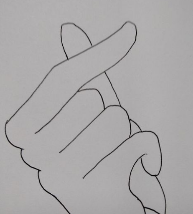 比心手势的简笔画怎样画