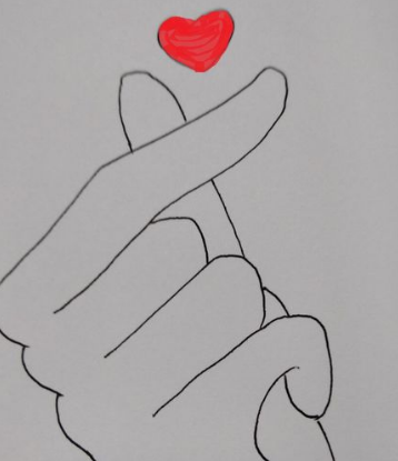 比心手势的简笔画怎样画